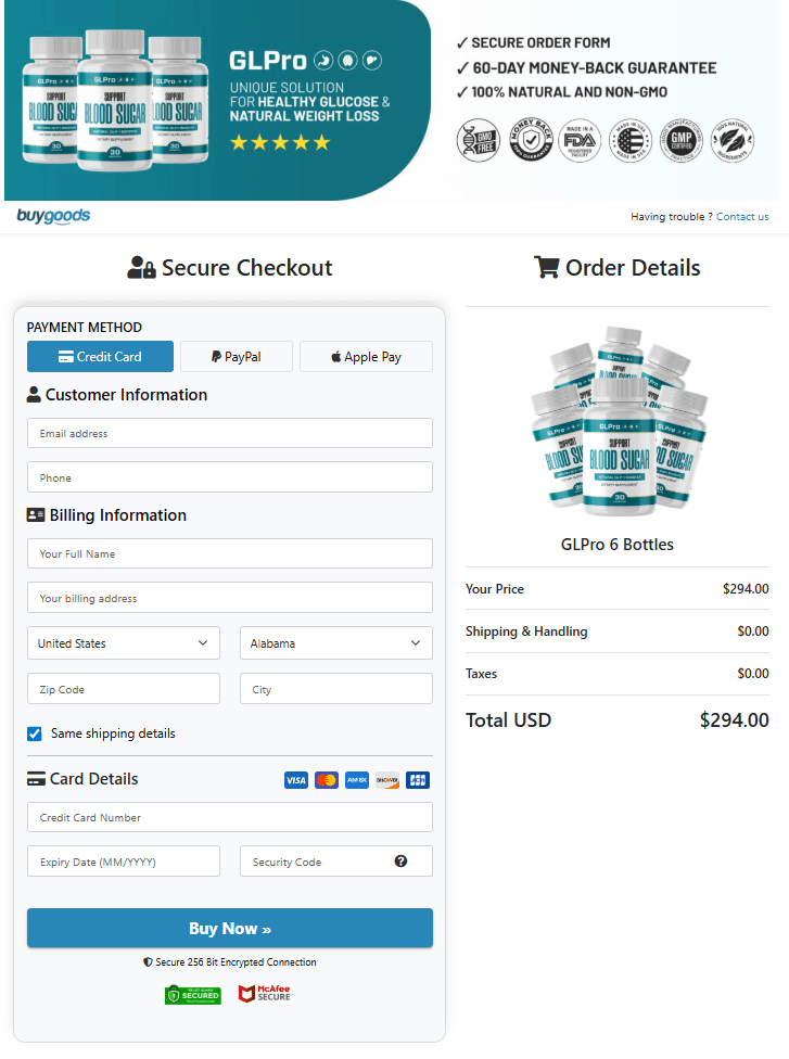 GLPRO checkout